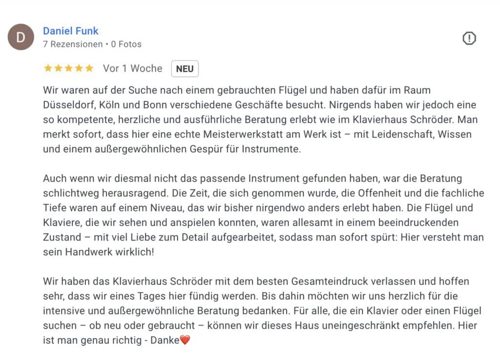 Spitzen Bewertung Klavierhaus Schröder